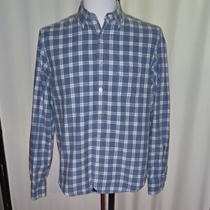 UNTUCKit Men's Casual Blue and White Plaid Shirt